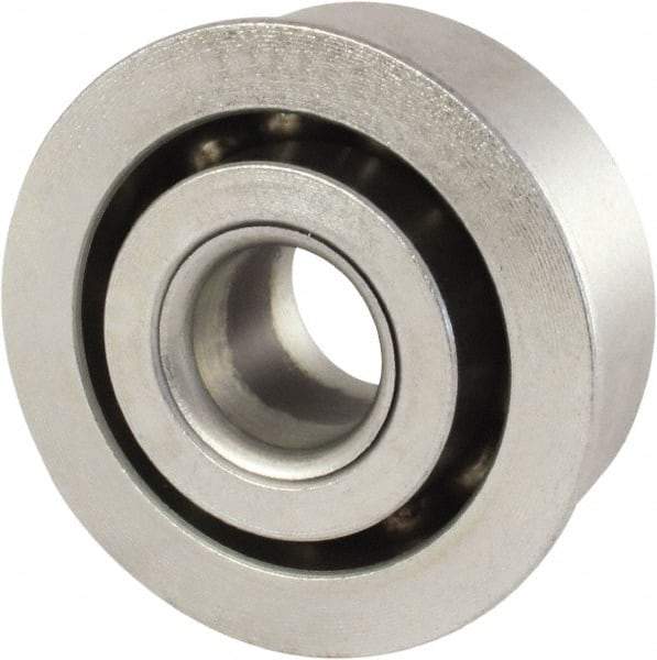 Nice - 3/8" Bore Diam, 1-1/16" OD, Open Unground Full Complement Radial Ball Bearing - 7/16" Wide, With Flange, 1 Row, Round Bore, 635 Lb Dynamic Capacity - Apex Tool & Supply