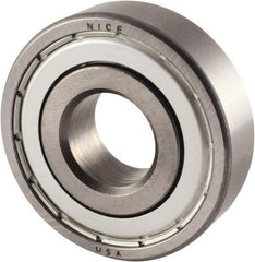 Nice - 3/4" Bore Diam, 2" OD, Double Shield Semi Ground Extra Light Radial Ball Bearing - 9/16" Wide, 1 Row, Round Bore, 1,350 Lb Static Capacity, 1,480 Lb Dynamic Capacity - Apex Tool & Supply