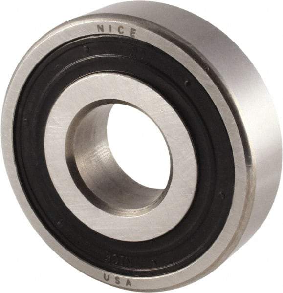 Nice - 3/4" Bore Diam, 1-5/8" OD, Double Seal Semi Ground Extra Light Radial Ball Bearing - 1/2" Wide, 1 Row, Round Bore, 1,010 Lb Static Capacity, 1,300 Lb Dynamic Capacity - Apex Tool & Supply