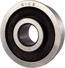 Nice - 3/8" Bore Diam, 1-1/8" OD, Double Seal Semi Ground Extra Light Radial Ball Bearing - 3/8" Wide, With Flange, 1 Row, Round Bore, 475 Lb Static Capacity, 600 Lb Dynamic Capacity - Apex Tool & Supply