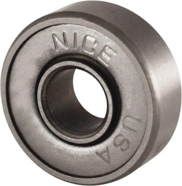 Nice - 3/16" Bore Diam, 11/16" OD, Double Shield Semi Ground Extra Light Radial Ball Bearing - 1/4" Wide, 1 Row, Round Bore, 170 Lb Static Capacity, 255 Lb Dynamic Capacity - Apex Tool & Supply