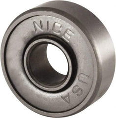 Nice - 3/8" Bore Diam, 29/32" OD, Double Shield Semi Ground Extra Light Radial Ball Bearing - 5/16" Wide, 1 Row, Round Bore, 300 Lb Static Capacity, 350 Lb Dynamic Capacity - Apex Tool & Supply