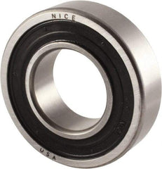 Nice - 1" Bore Diam, 2" OD, Double Seal Precision Ground Radial Ball Bearing - 9/16" Wide, 1 Row, Round Bore, 1,350 Lb Static Capacity, 2,967 Lb Dynamic Capacity - Apex Tool & Supply