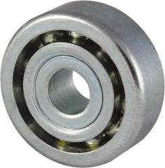 Nice - 1/4" Bore Diam, 7/8" OD, Open Unground Full Complement Radial Ball Bearing - 1/4" Wide, 1 Row, Round Bore, 403 Lb Dynamic Capacity - Apex Tool & Supply