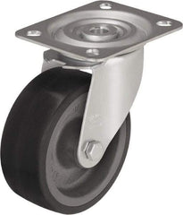 Blickle - 5" Diam x 1-37/64" Wide x 5-7/8" OAH Top Plate Mount Swivel Caster - Silicone Rubber, 264 Lb Capacity, Plain Bore Bearing, 3-15/16 x 3-3/8" Plate - Apex Tool & Supply