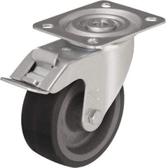 Blickle - 4" Diam x 1-37/64" Wide x 4-59/64" OAH Top Plate Mount Swivel Caster - Silicone Rubber, 220 Lb Capacity, Plain Bore Bearing, 3-15/16 x 3-3/8" Plate - Apex Tool & Supply