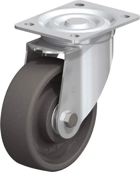 Blickle - 6" Diam x 2" Wide x 7-1/2" OAH Top Plate Mount Swivel Caster - Heat-Resistant Nylon, 770 Lb Capacity, Ball Bearing, 5-1/2 x 4-3/8" Plate - Apex Tool & Supply