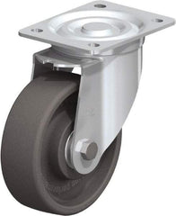 Blickle - 6" Diam x 2" Wide x 7-1/2" OAH Top Plate Mount Swivel Caster - Heat-Resistant Nylon, 770 Lb Capacity, Ball Bearing, 5-1/2 x 4-3/8" Plate - Apex Tool & Supply
