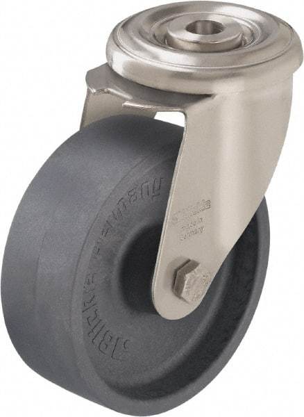 Blickle - 3" Diam x 1-1/4" Wide x 4" OAH Hollow Kingpin Mount Swivel Caster - Heat-Resistant Nylon, 330 Lb Capacity, Plain Bore Bearing, Hollow Kingpin Stem - Apex Tool & Supply