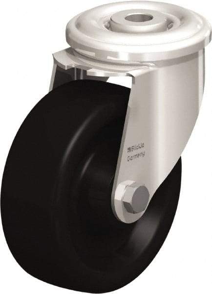 Blickle - 4" Diam x 1-1/2" Wide x 4-59/64" OAH Hollow Kingpin Mount Swivel Caster - Heat-Resistant Phenolic Resin, 330 Lb Capacity, Plain Bore Bearing, Hollow Kingpin Stem - Apex Tool & Supply