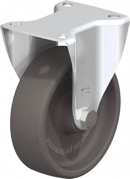 Blickle - 5" Diam x 1-9/16" Wide x 5-7/8" OAH Top Plate Mount Rigid Caster - Heat-Resistant Nylon, 660 Lb Capacity, Plain Bore Bearing, 3-15/16 x 3-3/8" Plate - Apex Tool & Supply