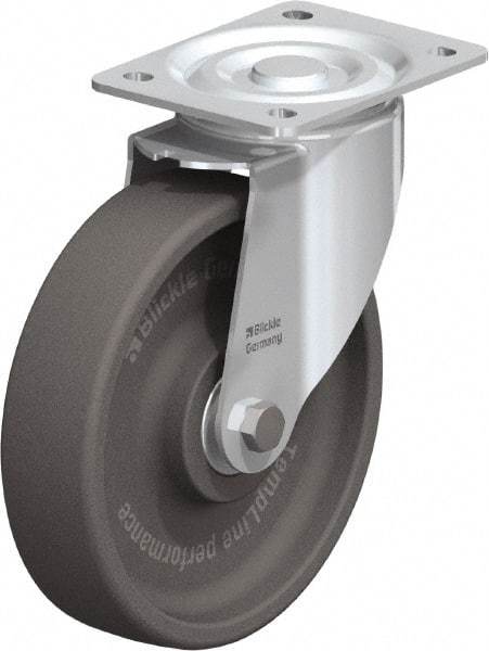 Blickle - 8" Diam x 2" Wide x 9-1/4" OAH Top Plate Mount Swivel Caster - Heat-Resistant Nylon, 770 Lb Capacity, Ball Bearing, 5-1/2 x 4-3/8" Plate - Apex Tool & Supply