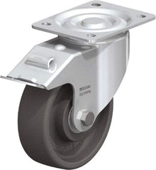 Blickle - 6" Diam x 2" Wide x 7-1/2" OAH Top Plate Mount Swivel Caster with Brake - Heat-Resistant Nylon, 770 Lb Capacity, Ball Bearing, 5-1/2 x 4-3/8" Plate - Apex Tool & Supply