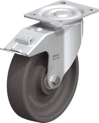 Blickle - 8" Diam x 2" Wide x 9-1/4" OAH Top Plate Mount Swivel Caster with Brake - Heat-Resistant Nylon, 770 Lb Capacity, Ball Bearing, 5-1/2 x 4-3/8" Plate - Apex Tool & Supply