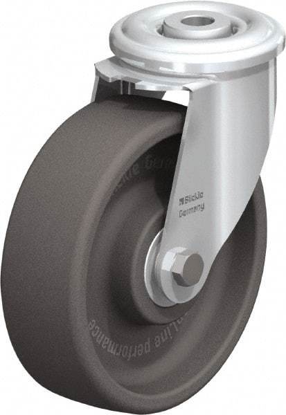 Blickle - 5" Diam x 1-3/16" Wide x 5-7/8" OAH Hollow Kingpin Mount Swivel Caster - Heat-Resistant Nylon, 330 Lb Capacity, Ball Bearing, Hollow Kingpin Stem - Apex Tool & Supply