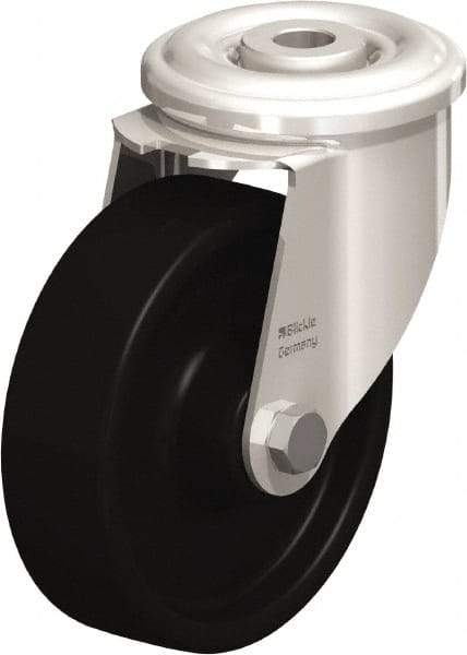 Blickle - 4" Diam x 1-3/16" Wide x 4-59/64" OAH Hollow Kingpin Mount Swivel Caster - Heat-Resistant Phenolic Resin, 275 Lb Capacity, Plain Bore Bearing, Hollow Kingpin Stem - Apex Tool & Supply