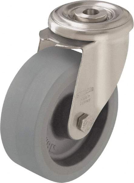 Blickle - 5" Diam x 1-9/16" Wide x 5-7/8" OAH Hollow Kingpin Mount Swivel Caster - Heat-Resistant Silicone Rubber, 264 Lb Capacity, Plain Bore Bearing, Hollow Kingpin Stem - Apex Tool & Supply