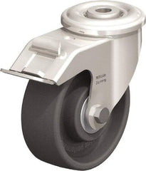 Blickle - 4" Diam x 1-1/2" Wide x 4-59/64" OAH Hollow Kingpin Mount Swivel Caster with Brake - Heat-Resistant Nylon, 330 Lb Capacity, Ball Bearing, Hollow Kingpin Stem - Apex Tool & Supply