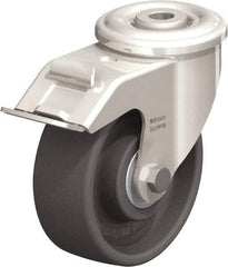 Blickle - 4" Diam x 1-1/2" Wide x 4-59/64" OAH Hollow Kingpin Mount Swivel Caster with Brake - Heat-Resistant Nylon, 330 Lb Capacity, Ball Bearing, Hollow Kingpin Stem - Apex Tool & Supply