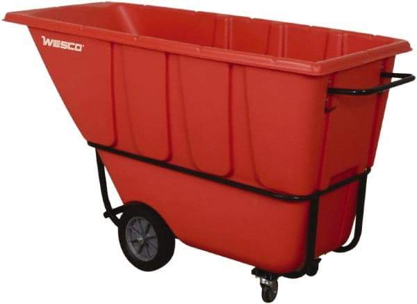 Wesco Industrial Products - 1,250 Lb Load Capacity, 1 Cu Yd, Polyethylene Tilt Truck - 32" Wide x 72-3/4" Long x 37" High, Red - Apex Tool & Supply