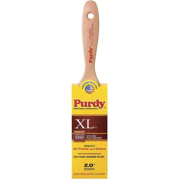 Purdy - 2" Flat Synthetic Trim Brush - 2-11/16" Bristle Length, 2-11/16" Wood Beavertail Handle - Apex Tool & Supply