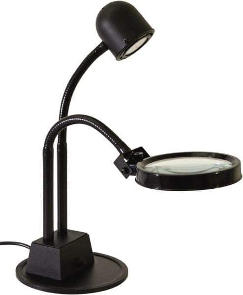 Electrix - 7 Volt, LED, Machine Light - Weighted for Desk, 7 Ft. Cord, 1.75x Magnification, 5 Inch Light Diameter, Black - Apex Tool & Supply