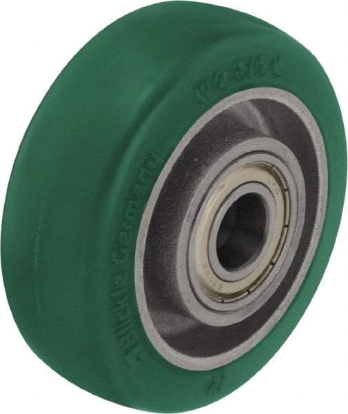 Blickle - 4 Inch Diameter x 1-37/64 Inch Wide, Polyurethane-Elastomer Blickle Softhane Caster Wheel - 660 Lb. Capacity, 19/32 Inch Axle Diameter, Ball Bearing - Apex Tool & Supply