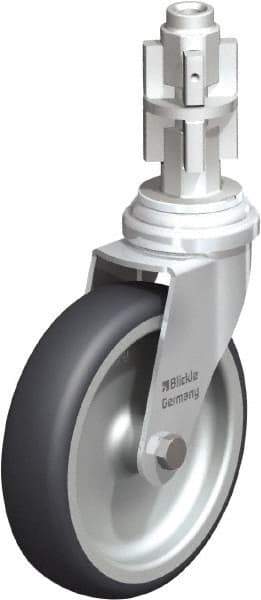 Blickle - 4" Diam x 63/64" Wide x 4-7/8" OAH Metal Expander Mount Swivel Caster - Rubber Elastomer (TPE), 154 Lb Capacity, Plain Bore Bearing, Metal Expander Stem - Apex Tool & Supply