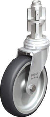 Blickle - 4" Diam x 63/64" Wide x 4-7/8" OAH Metal Expander Mount Swivel Caster - Rubber Elastomer (TPE), 154 Lb Capacity, Plain Bore Bearing, Metal Expander Stem - Apex Tool & Supply