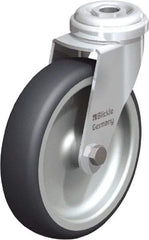 Blickle - 4" Diam x 63/64" Wide x 4-49/64" OAH Hollow Kingpin Mount Swivel Caster - Rubber Elastomer (TPE), 154 Lb Capacity, Plain Bore Bearing, Hollow Kingpin Stem - Apex Tool & Supply