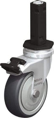 Blickle - 3" Diam x 63/64" Wide x 4" OAH Stem Mount Swivel Caster with Brake - Rubber Elastomer (TPE), 165 Lb Capacity, Ball Bearing, Square Stem - Apex Tool & Supply