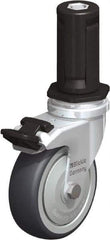 Blickle - 3" Diam x 63/64" Wide x 4" OAH Stem Mount Swivel Caster with Brake - Rubber Elastomer (TPE), 165 Lb Capacity, Ball Bearing, Round Stem - Apex Tool & Supply