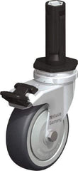Blickle - 3" Diam x 63/64" Wide x 4" OAH Stem Mount Swivel Caster with Brake - Rubber Elastomer (TPE), 165 Lb Capacity, Ball Bearing, Round Stem - Apex Tool & Supply
