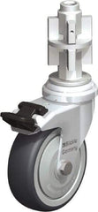 Blickle - 3" Diam x 63/64" Wide x 4" OAH Metal Expander Mount Swivel Caster with Brake - Rubber Elastomer (TPE), 165 Lb Capacity, Ball Bearing, Metal Expander Stem - Apex Tool & Supply