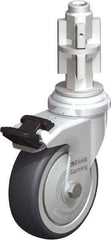 Blickle - 3" Diam x 63/64" Wide x 4" OAH Metal Expander Mount Swivel Caster with Brake - Rubber Elastomer (TPE), 165 Lb Capacity, Ball Bearing, Metal Expander Stem - Apex Tool & Supply