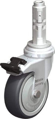 Blickle - 3" Diam x 63/64" Wide x 4" OAH Metal Expander Mount Swivel Caster with Brake - Rubber Elastomer (TPE), 165 Lb Capacity, Ball Bearing, Metal Expander Stem - Apex Tool & Supply
