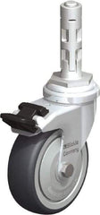 Blickle - 3" Diam x 63/64" Wide x 4" OAH Metal Expander Mount Swivel Caster with Brake - Rubber Elastomer (TPE), 165 Lb Capacity, Ball Bearing, Metal Expander Stem - Apex Tool & Supply