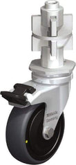 Blickle - 3" Diam x 63/64" Wide x 4" OAH Metal Expander Mount Swivel Caster with Brake - Rubber Elastomer (TPE), 110 Lb Capacity, Ball Bearing, Metal Expander Stem - Apex Tool & Supply
