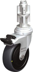 Blickle - 3" Diam x 63/64" Wide x 4" OAH Metal Expander Mount Swivel Caster with Brake - Rubber Elastomer (TPE), 110 Lb Capacity, Ball Bearing, Metal Expander Stem - Apex Tool & Supply