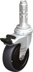 Blickle - 3" Diam x 63/64" Wide x 4" OAH Metal Expander Mount Swivel Caster with Brake - Rubber Elastomer (TPE), 110 Lb Capacity, Ball Bearing, Metal Expander Stem - Apex Tool & Supply