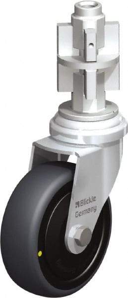 Blickle - 3" Diam x 63/64" Wide x 4" OAH Metal Expander Mount Swivel Caster - Rubber Elastomer (TPE), 110 Lb Capacity, Ball Bearing, Metal Expander Stem - Apex Tool & Supply