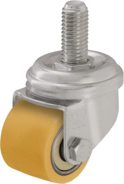 Blickle - 1-1/2" Diam x 1-1/16" Wide x 2" OAH Stem Mount Swivel Caster - Polyurethane-Elastomer Blickle Extrathane, 176 Lb Capacity, Ball Bearing, 3/8" Threaded Stem - Apex Tool & Supply