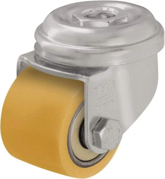 Blickle - 1-1/2" Diam x 1-1/16" Wide x 2" OAH Hollow Kingpin Mount Swivel Caster - Polyurethane-Elastomer Blickle Extrathane, 220 Lb Capacity, Ball Bearing, Hollow Kingpin Stem - Apex Tool & Supply