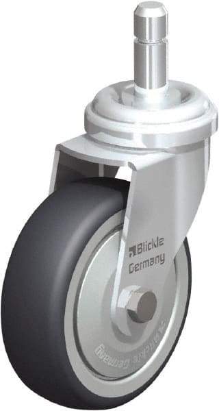 Blickle - 3" Diam x 63/64" Wide x 3-55/64" OAH Stem Mount Swivel Caster - Rubber Elastomer (TPE), 165 Lb Capacity, Ball Bearing, Friction Stem - Apex Tool & Supply