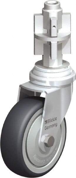 Blickle - 3" Diam x 63/64" Wide x 4" OAH Metal Expander Mount Swivel Caster - Rubber Elastomer (TPE), 165 Lb Capacity, Ball Bearing, Metal Expander Stem - Apex Tool & Supply