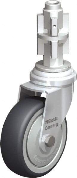 Blickle - 3" Diam x 63/64" Wide x 4" OAH Metal Expander Mount Swivel Caster - Rubber Elastomer (TPE), 165 Lb Capacity, Ball Bearing, Metal Expander Stem - Apex Tool & Supply