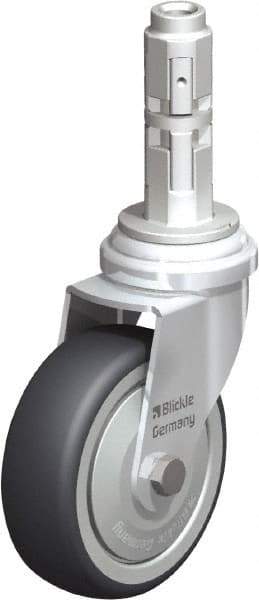 Blickle - 3" Diam x 63/64" Wide x 4" OAH Metal Expander Mount Swivel Caster - Rubber Elastomer (TPE), 165 Lb Capacity, Ball Bearing, Metal Expander Stem - Apex Tool & Supply