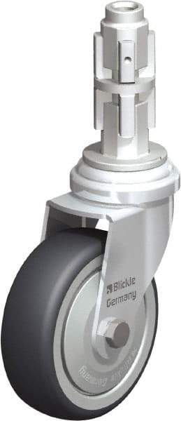 Blickle - 3" Diam x 63/64" Wide x 4" OAH Metal Expander Mount Swivel Caster - Rubber Elastomer (TPE), 165 Lb Capacity, Ball Bearing, Metal Expander Stem - Apex Tool & Supply