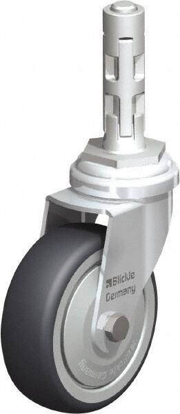 Blickle - 3" Diam x 63/64" Wide x 4" OAH Metal Expander Mount Swivel Caster - Rubber Elastomer (TPE), 165 Lb Capacity, Ball Bearing, Metal Expander Stem - Apex Tool & Supply