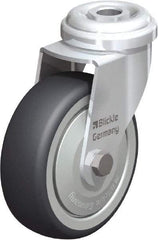 Blickle - 3" Diam x 63/64" Wide x 3-27/32" OAH Hollow Kingpin Mount Swivel Caster - Rubber Elastomer (TPE), 165 Lb Capacity, Ball Bearing, Hollow Kingpin Stem - Apex Tool & Supply